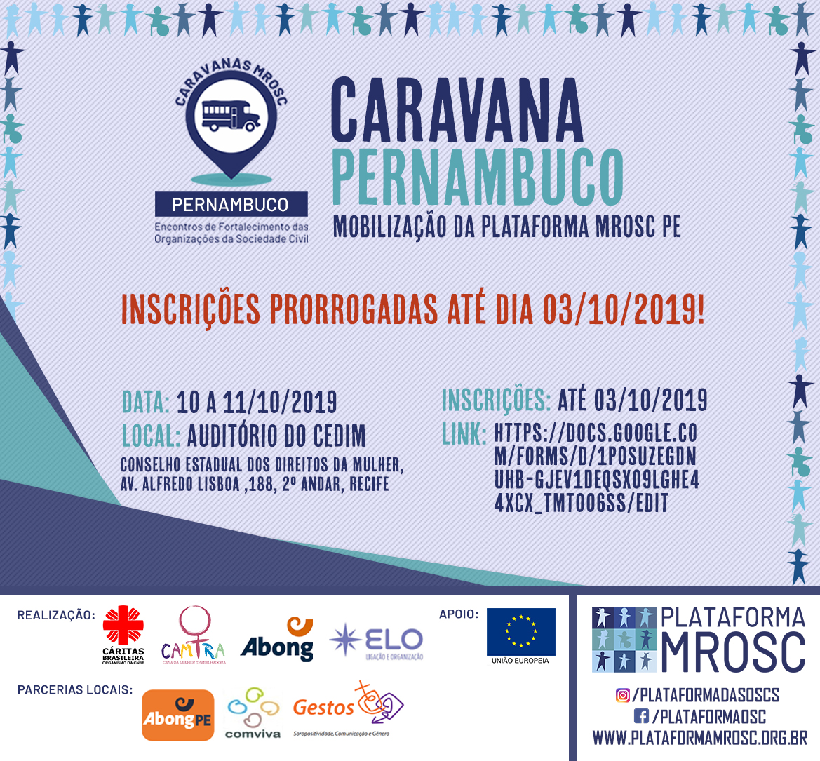 Inscrições Prorrogadas – Caravana de Fortalecimento das OSC’s em Pernambuco