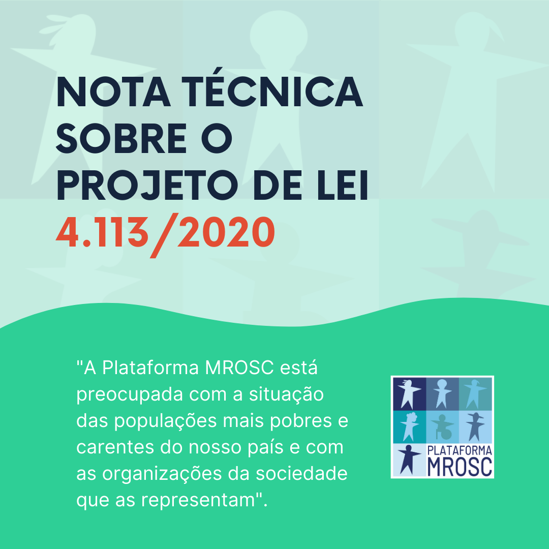 Plataforma MROSC pede aprovação do Projeto de Lei 4.113/2020